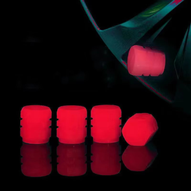 Luminous Valve Caps Fluorescent Night Car Tire Valve Caps Motorcycle Bike Glowing Decor Wheel Nozzles Tyre Cap Car Accessories